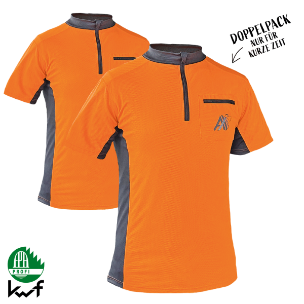 AX-MEN Funktionshirt „Doppelpack“ kurzarm, orange/grau